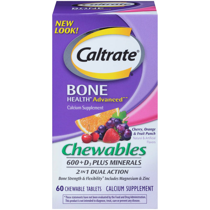 CALTRATE BONE HEALTH ADVANCE CHEWABLE 600+D3 PLUS MINERALS 60 CHEWABLE TABS