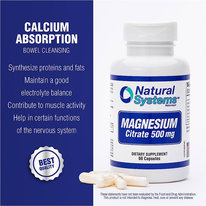 NATURAL SYSTEMS MAGNESIUM CITRATE 500MG 60 CAPS
