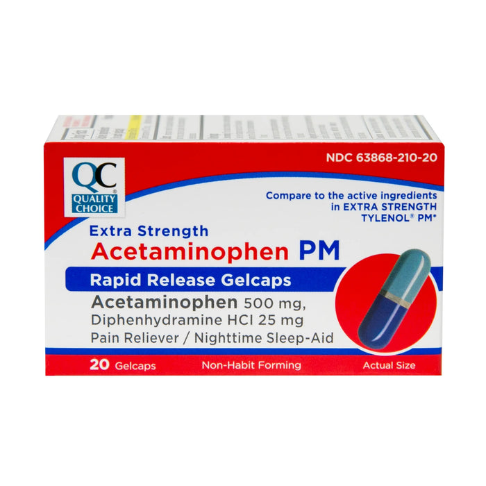QC ACETAMINOPHEN PM EXTRA STRENGTH 20 GELCAPS