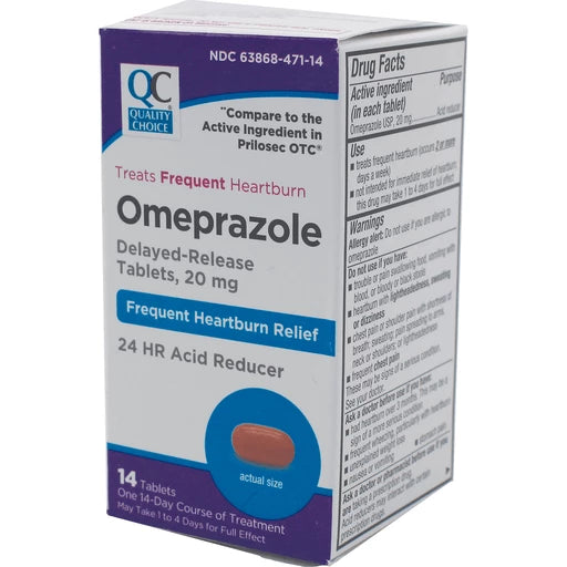QC OMEPRAZOLE DELAYED-RELEASE TABLETS, 20MG 14TABS