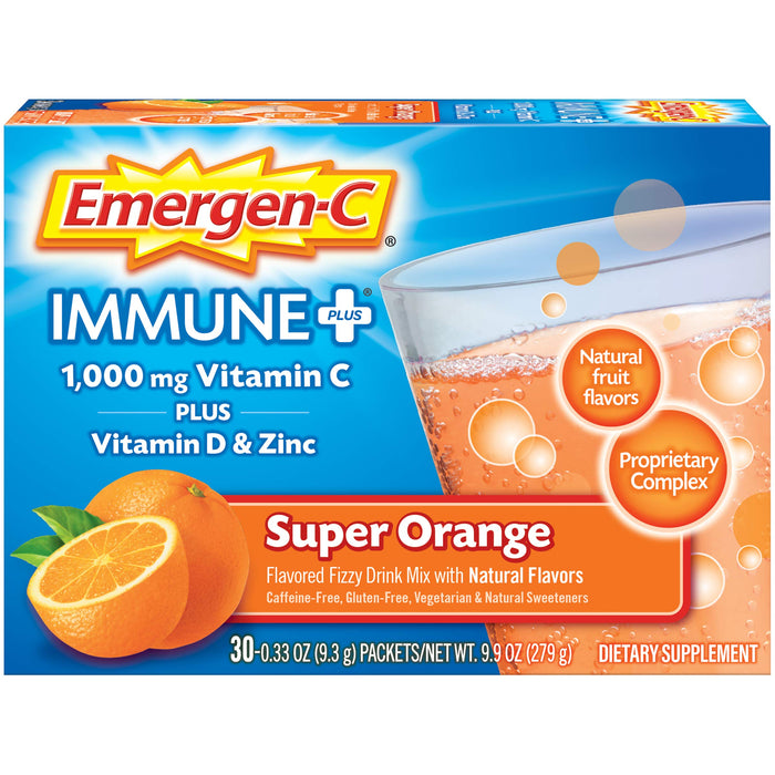 EMERGEN-C IMMUNE PLUS 1000MG VITAMIN C SUPER ORANGE 30 PACKS