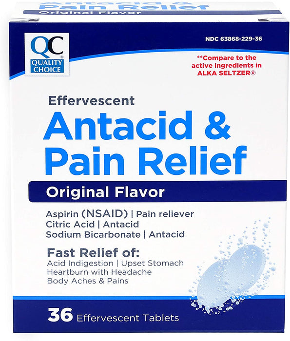 QC EFFERVESCENT ANTACID & PAIN RELIEF 36