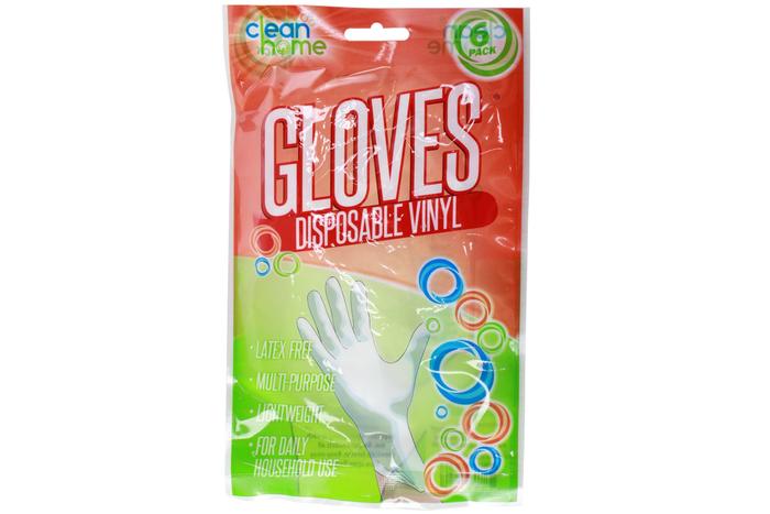6PK DISPOSABLE VINYL GLOVES