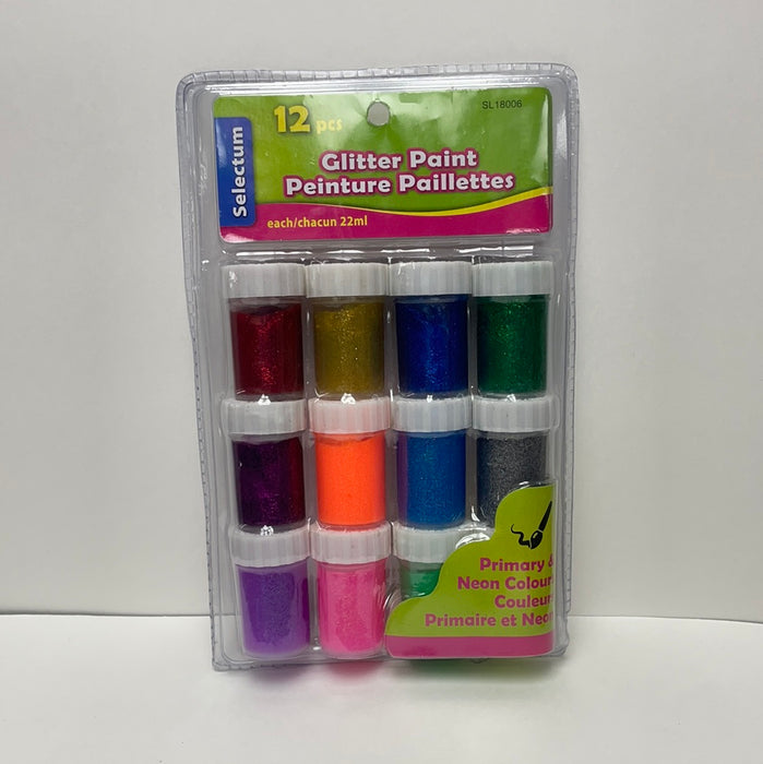12 PC GLITTER COLORS PAINT