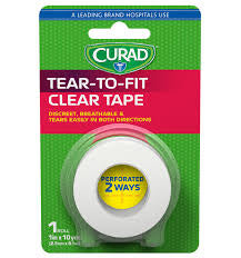 Curad tear-to-fit clear tape 1 in x 10yds