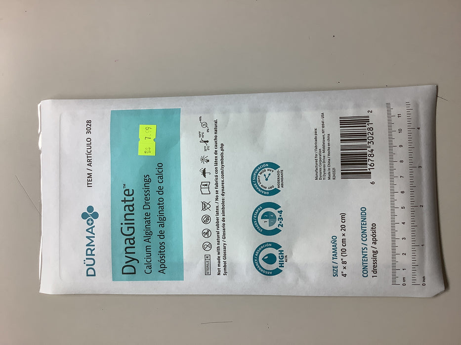 DYNAGINATE CALCIUM ALGINATE DRESSINGS 4” X 8”