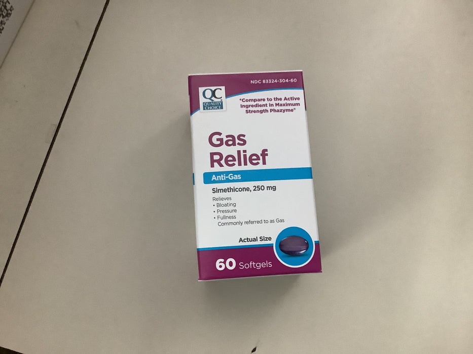 Qc gas relief simétrico e 250mg softgels