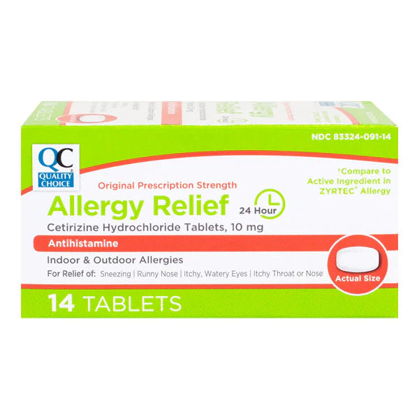 QC ALLERGY RELIEF 10MG, 14 TABLETS