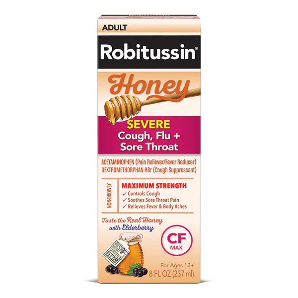 ROBITUSSIN HONEY CF MAX COUGH FLU THROAT HONEY 4OZ