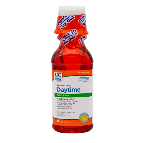 QC DAYTIME COLD & FLU NON DROW A/FREE LIQ 8OZ