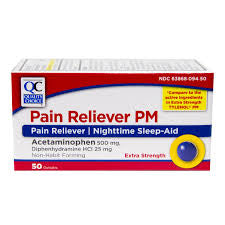 Qc pain reliever PM 50 gel tabs