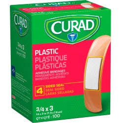 Curad plastic adhesive bandages 4 sided seal
