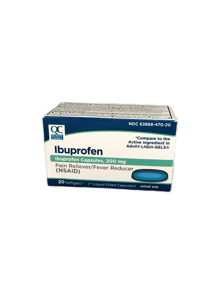 QC IBUPROFEN MINI CAPSULES 200MG 20 SOFTGELS — MCare Pharmacy