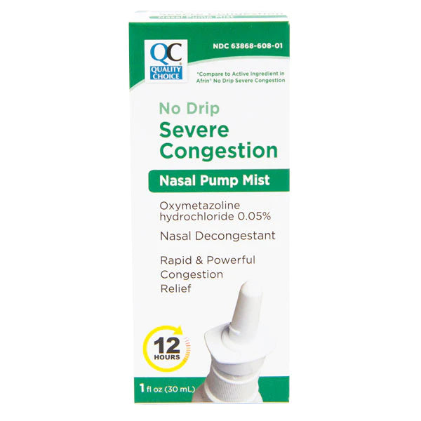 QC NO DRIP SEVERE CONGESTION NASAL PUMP MIST 12HRS 1 FL OZ — M-Care ...