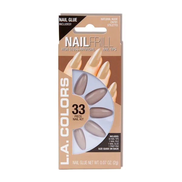 L.A. COLORS NAILFRILL HIGH GLOSS ARTIFICIAL NAIL TIPS NATURAL NUDE 33PCS