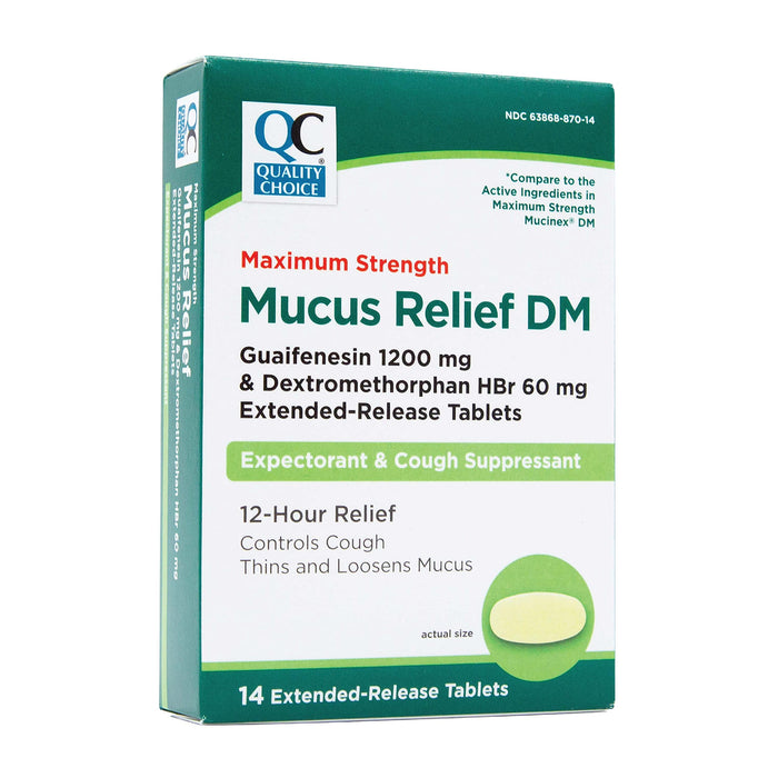 QC MAX/STR MUCUS RELIEF DM 14 TABLETS