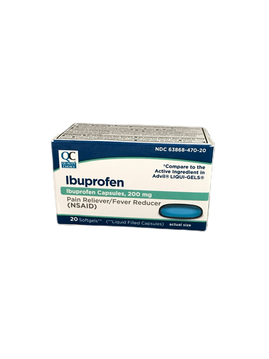 QC IBUPROFEN CAPSULES, 200MG 20 SOFTGELS